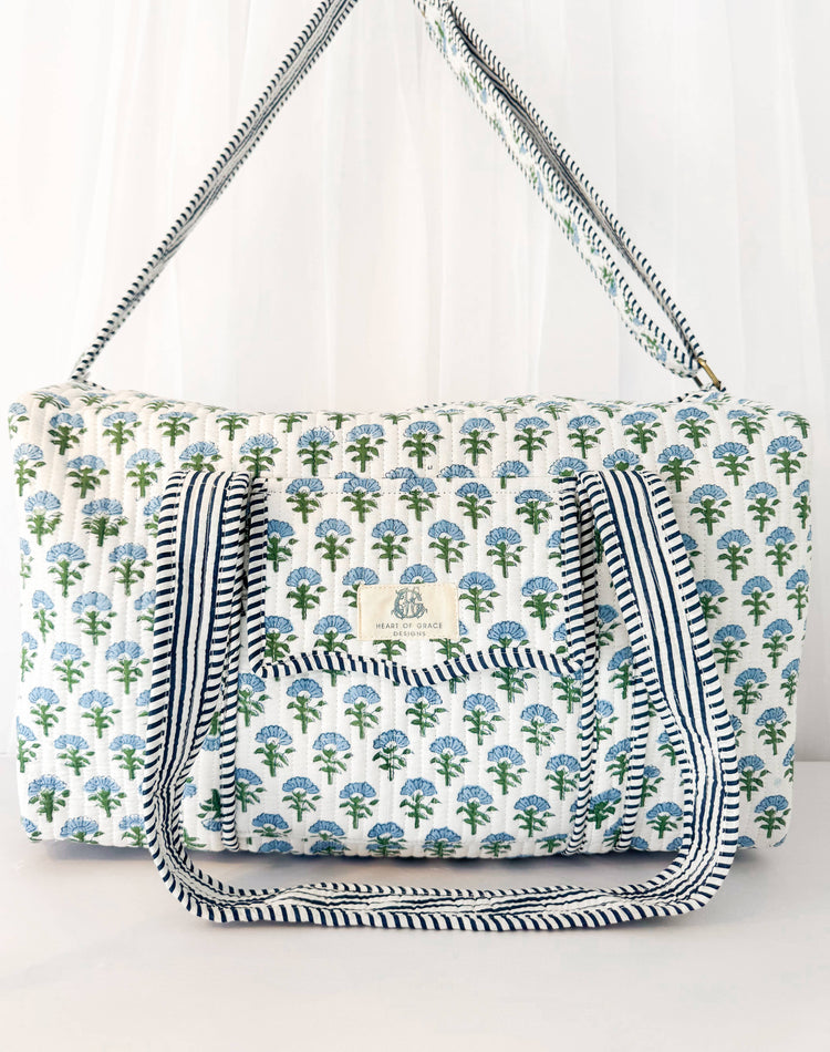 Duffle Bag, Blue Floral