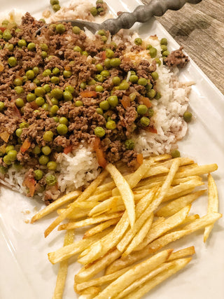 Brazilian Meat Sauce With Rice & Fries