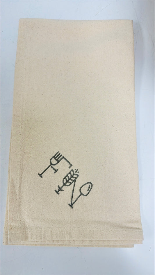 FN Dish Towel, Oatmeal w/green