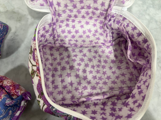 Cosmetic Bag, Purple Floral & Star (3 Piece Set)