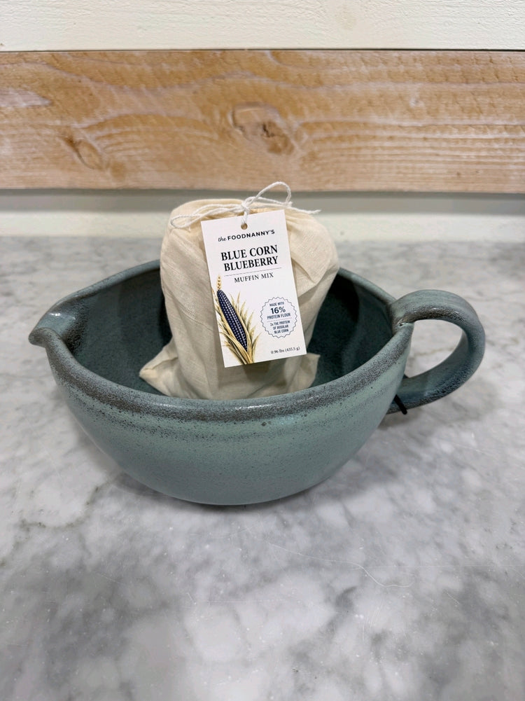 Bundle, Blue Corn Muffin Mix & Rustic Green Batter Bowl