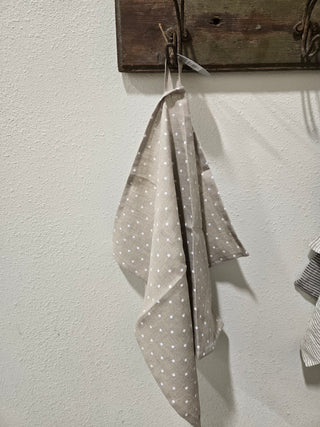 Towel, Linen Thick White Dots