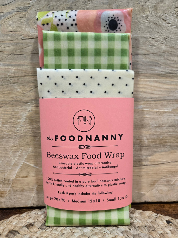 FN Beeswax Food Wrap (3-pack) Pink/Green Set #3