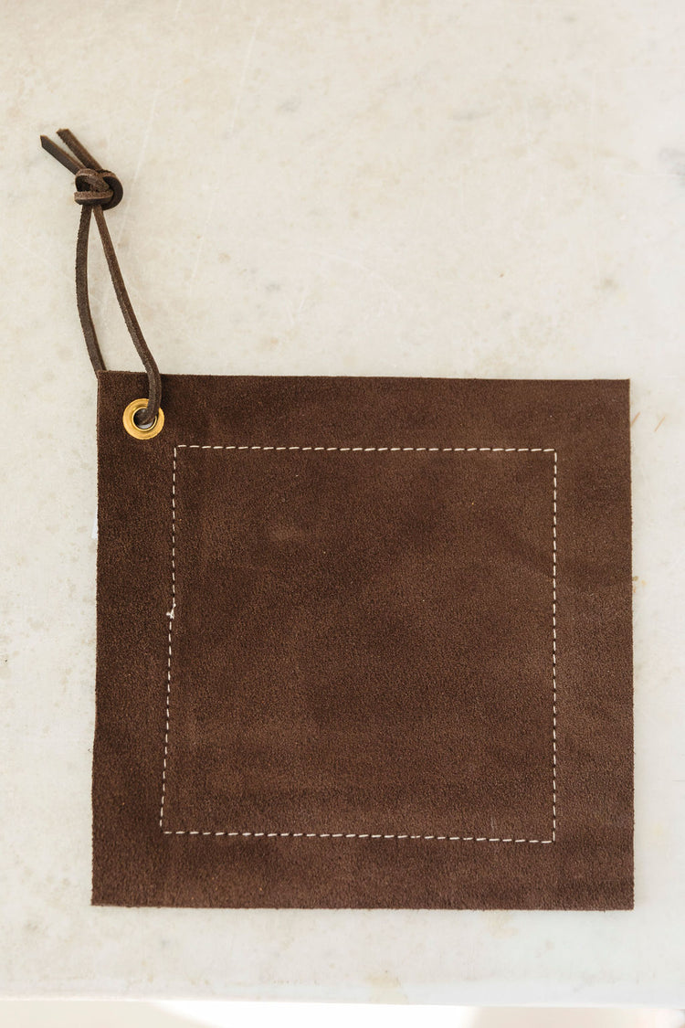 Hot pad, Italian Leather Chocolate, Rivet