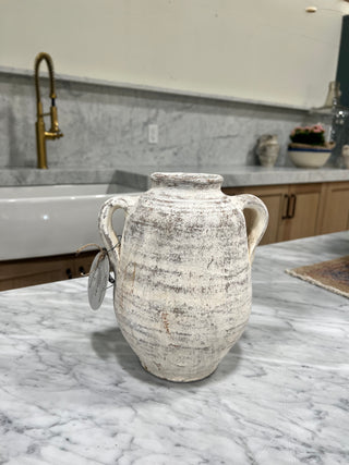 Pot, White Washed- 2 Handles