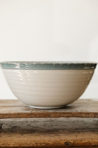 Mixing Bowl, XL White and Sea Green