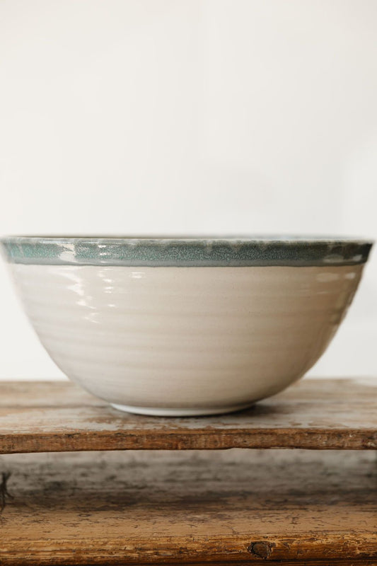 Mixing Bowl, XL White and Sea Green