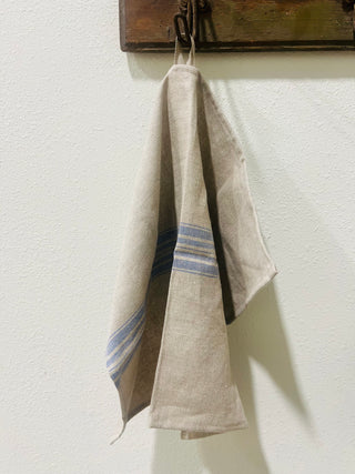 Towel, Linen Blue Thick Striped
