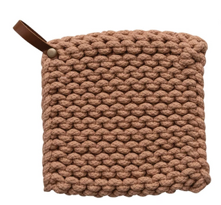 Pot Holder, Cinnamon w/Leather