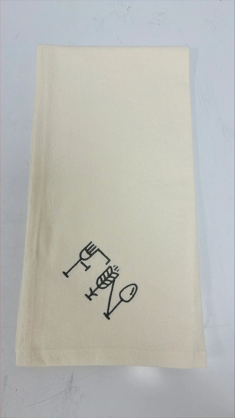 FN Dish Towel, Cream w/green