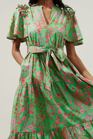 Dress, Jade Green Floral
