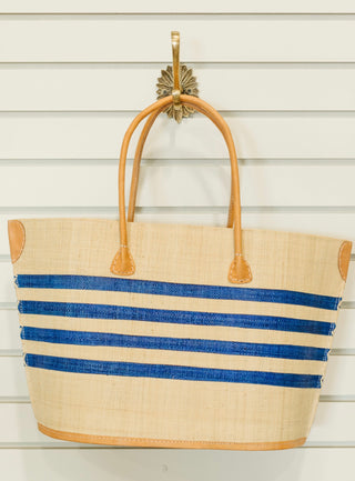 Basket canvas with stripes, Blue Bato