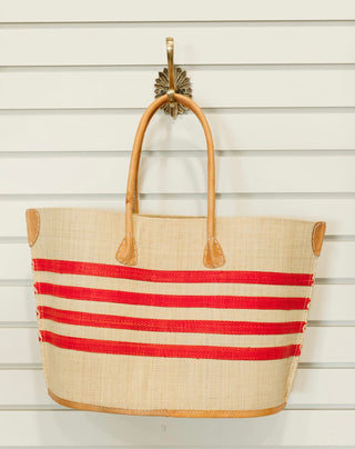 Basket canvas with stripes, Red Bato