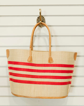 Basket canvas with stripes, Red Bato