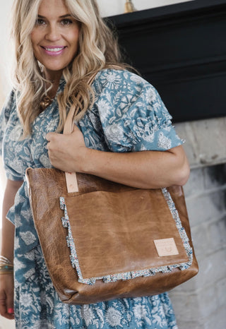 AF Tote, Ruffle Camel Leather