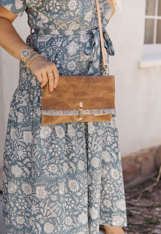 AF Crossbody Clutch, Ruffle Camel Leather