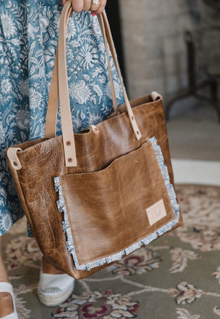 AF Tote, Ruffle Camel Leather
