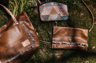 AF Tote, Ruffle Camel Leather