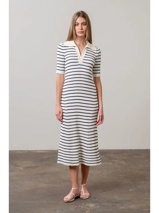 Dress, Black & White Stripe w/Collar