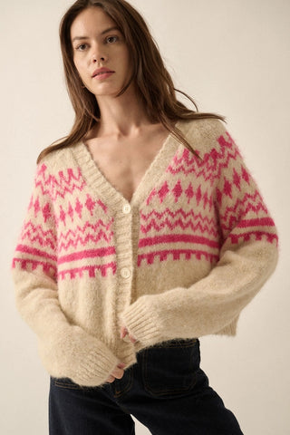 Sweater, Cropped Cream and Pink