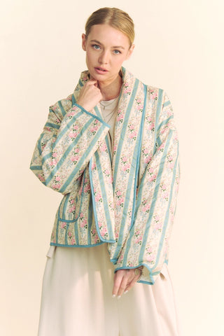 Jacket, Turquoise & Pink Rose