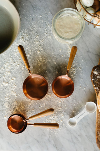 Copper & Wood Measuring Cups, Set of 4