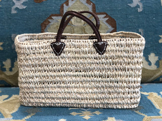 Basket knot weave dark brown short round handle box