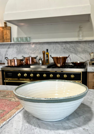 Mixing Bowl, XL White and Sea Green