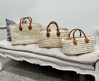 Basket knot weave Caramel short round handle box