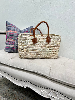 Basket knot weave Caramel short round handle box